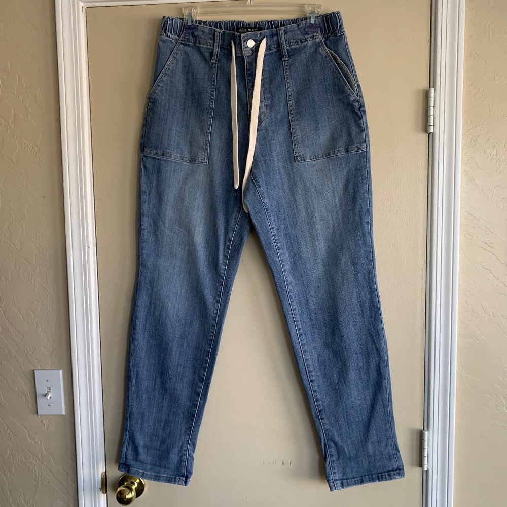 Judy Blue Elastic Waist Drawstring Straight Jeans 11/30 Pants
